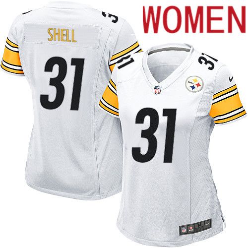 Women Pittsburgh Steelers 31 Donnie Shell Nike White Game NFL Jersey